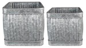 2ks plechové zinkové antik obaly na kvetináče - 31*31*28 / 25*25*23 cm - Clayre & Eef