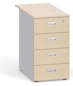 Kancelársky prístavný zásuvkový kontajner PRIMO, 4 zásuvky, sivá / breza