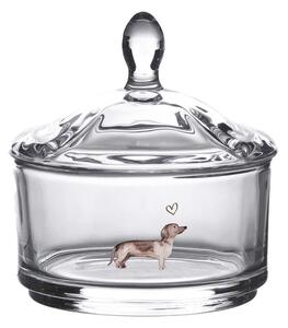 Sklenená dóza s jazvečíkom Dachshund Love - Ø 9*9cm - Clayre & Eef