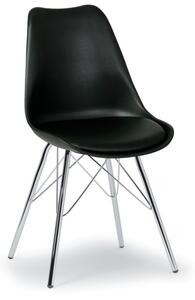 Plastová konferenčná / jedálenská stolička s koženým sedákom CHRISTINE, čierna