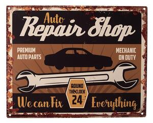 Nástenná kovová ceduľa Auto Repair Shop - 25*1*20 cm - Clayre & Eef
