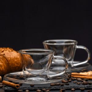 KONDELA Termo poháre, set 2 ks, šálka na espresso s podšálkami, 80 ml, HOTCOOL TYP 4