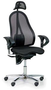Zdravotná balančná kancelárska stolička EXETER NET s opierkou hlavy, čierna