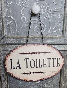 Závesná kovová ceduľa s retiazkou La Toilette - 23*15 cm - Ostatní