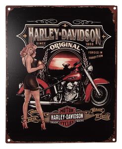 Čierna nástenná kovová ceduľa Harley Davidson - 20*1*25 cm - Clayre & Eef