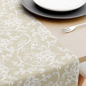 Goldea dekoračný behúň na stôl loneta - vzor biele popínavé kvety 35x180 cm