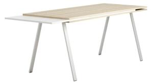 Kancelársky pracovný stôl LAYERS, výsuvná prostredná doska, 1700 mm, biela / dub prírodný
