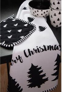Bielo-čierna bavlnená chňapka - podložka so stromčekmi Black&White X-Mas - 20*20 cm - Clayre & Eef