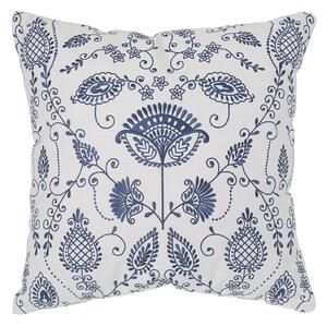 Bielo - modrý vankúš s vyšívanými kvetmi Flora - 50*50 cm - Light & Living