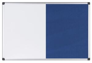 Popisovacia magnetická tabuľa a textilná nástenka, biela/modrá, 1200 x 900 mm