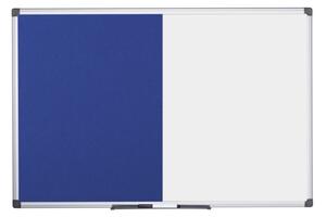 Popisovacia magnetická tabuľa a textilná nástenka, biela/modrá, 1200 x 900 mm
