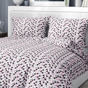 Goldea bavlnené posteľné obliečky - vzor 972 ružové a sivé trojuholníky 140 x 220 a 70 x 90 cm