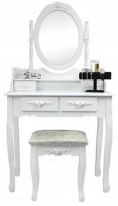 Toaletný stolík s taburetom Emilie, 143 x 74 x 40 cm
