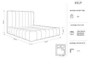 Béžová čalúnená dvojlôžková posteľ s úložným priestorom s roštom 160x200 cm Kelp - Micadoni Home