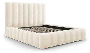 Béžová čalúnená dvojlôžková posteľ s úložným priestorom s roštom 200x200 cm Kelp - Micadoni Home