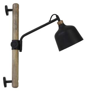 Čierna kovová nástenná lampa s drevom Banu M - 40*14*44 cm - Light & Living