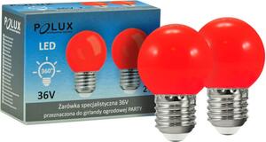 2PAK žiarovka G45 RED pre párty girlandu 36V GOLDLUX (Polux)