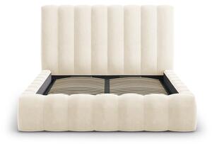 Béžová čalúnená dvojlôžková posteľ s úložným priestorom s roštom 160x200 cm Kelp - Micadoni Home