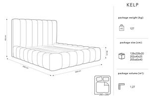 Svetlomodrá čalúnená dvojlôžková posteľ s úložným priestorom s roštom 200x200 cm Kelp - Micadoni Home