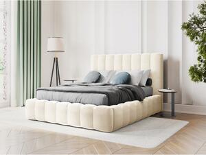 Béžová čalúnená dvojlôžková posteľ s úložným priestorom s roštom 180x200 cm Kelp - Micadoni Home