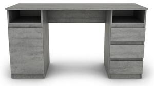 Písací stôl so 3 zásuvkami Carlos, šedý beton