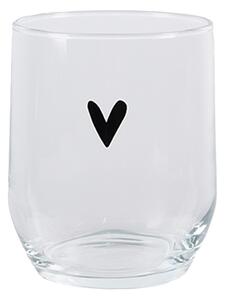 Transparentný pohár na vodu so srdiečkom - Ø 8*9 cm / 300 ml - Clayre & Eef