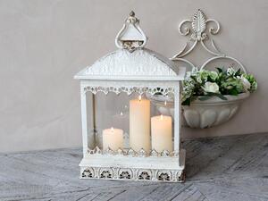 Krémová antik kovová lampáš Fleur-de-lis - 35*20*66 cm - Chic Antique