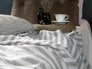 Béžovo - taupe pruhovaný pléd so strapcami Stripes - 130*170 cm - Chic Antique
