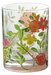Pohárik na vou s farebnými kvetmi Floral glass - Ø8*10cm / 280ml - J-Line by Jolipa