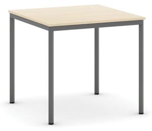 Jedálenský stôl, 800 x 800 mm, doska dub prírodný, podnož tm. sivá