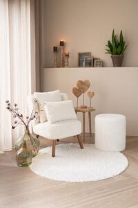 Biely plyšový kučeravý okrúhly koberec Curly Teddy White Off - Ø 120cm - Mars & More