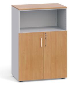 Kancelárska skriňa kombinovaná PRIMO, 1087 x 800 x 420 mm, biela/dub prírodný