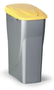 Plastový odpadkový kôš s vekom 25 l, žlté veko