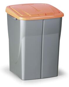 Plastový odpadkový kôš s vekom, 45 l, 370 x 365 x 515 mm, oranžové veko