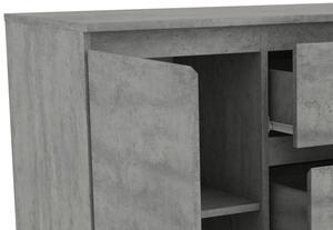 Komoda s 3 zásuvkami Carlos, šedý beton, 120 cm