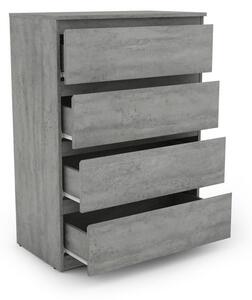 Komoda so 4 zásuvkami Carlos, šedý beton, 75 cm