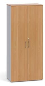 Kancelárska skriňa s dverami PRIMO, 1781 x 800 x 420 mm, sivá / buk