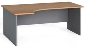 Ergonomický kancelársky pracovný stôl PRIMO FLEXI, 1800 x 1200 mm, sivá / buk, ľavý