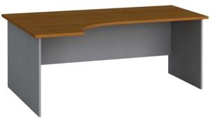 Ergonomický kancelársky pracovný stôl PRIMO FLEXI, 1800 x 1200 mm, sivá / čerešňa, ľavý