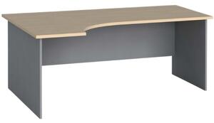 Ergonomický kancelársky pracovný stôl PRIMO FLEXI, 1800 x 1200 mm, sivá / breza, ľavý
