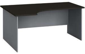 Ergonomický kancelársky pracovný stôl PRIMO FLEXI, 1600 x 1200 mm, sivá / wenge, ľavý