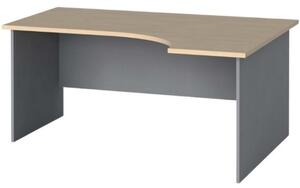 Ergonomický kancelársky pracovný stôl PRIMO FLEXI, 1600 x 1200 mm, sivá / breza, pravý