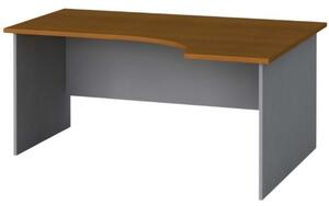 Ergonomický kancelársky pracovný stôl PRIMO FLEXI, 1600 x 1200 mm, sivá / čerešňa, pravý