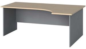 Ergonomický kancelársky pracovný stôl PRIMO FLEXI, 1800 x 1200 mm, sivá / breza, pravý