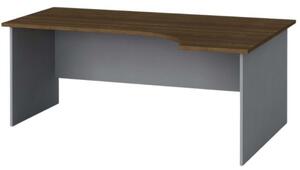 Ergonomický kancelársky pracovný stôl PRIMO FLEXI, 1800 x 1200 mm, sivá / orech, pravý