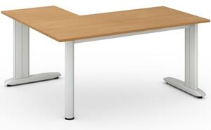 Rohový kancelársky písací stôl PRIMO FLEXIBLE 1600 x 1400 mm, breza