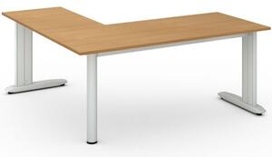 Rohový kancelársky písací stôl PRIMO FLEXIBLE 1800 x 1800 mm, orech