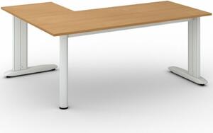 Rohový kancelársky písací stôl PRIMO FLEXIBLE, 1800 x 1400 mm, biela