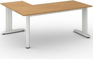 Rohový kancelársky písací stôl PRIMO FLEXIBLE 1800 x 1400 mm, buk