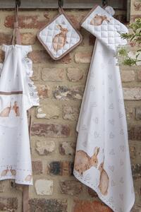Bavlnená utierka s motívom zajačikov Bunnies in Love - 50*70 cm - Clayre & Eef
